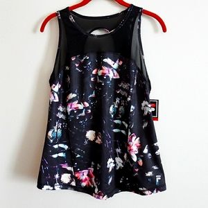NWT Fila Sport Navy Floral Athletic Top L